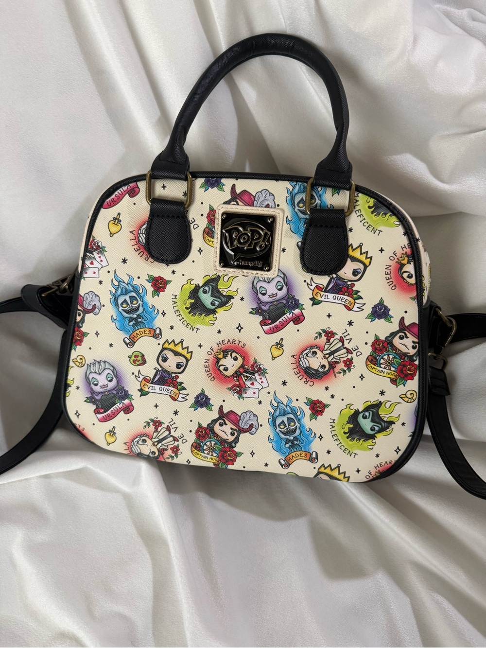 Funko Pop! Disney Villains Loungefly Handbag with crossbody strap.